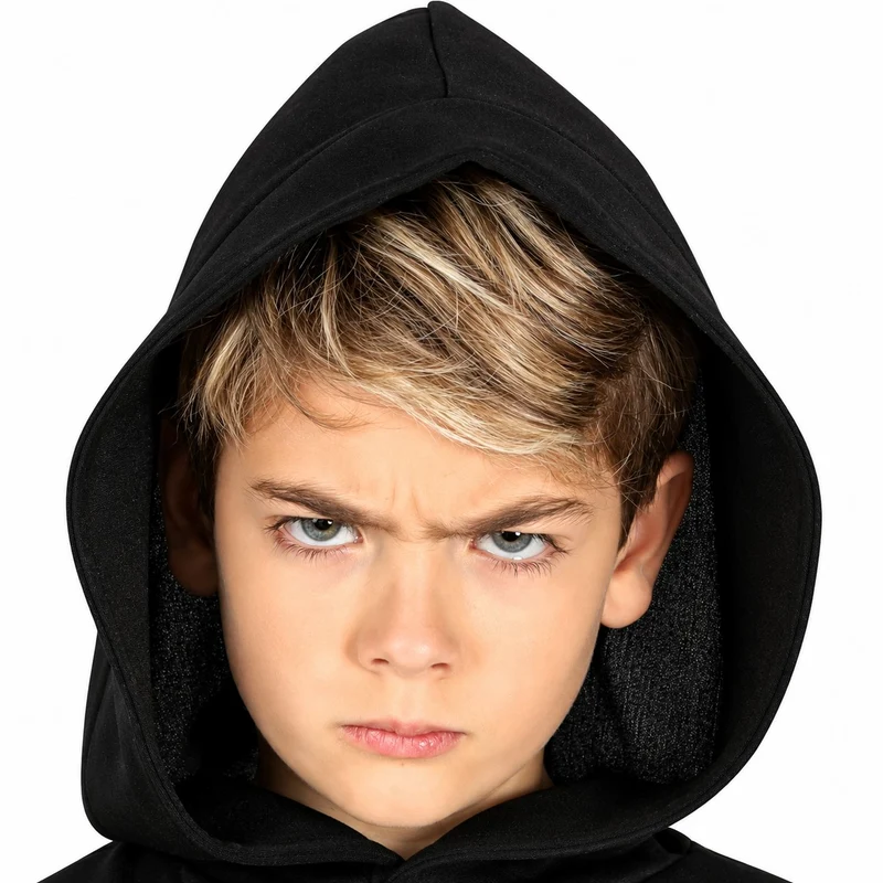 Halloween Kinderkostüm "Black Ghost" | Tunika mit Kapuze