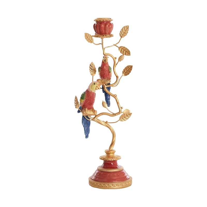 Kerzenständer BIRD koralle rot+gold 14×9×32,5cm