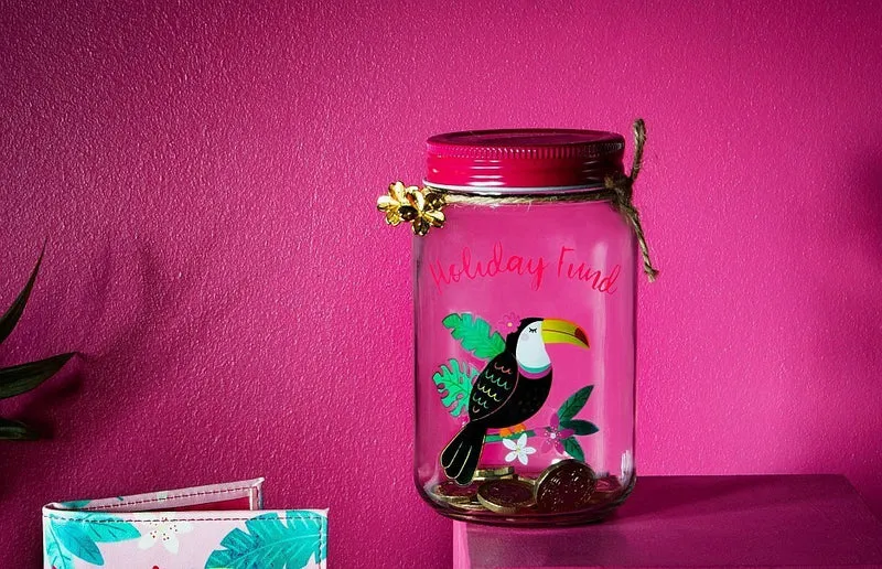 SPARDOSE Urlaubskasse TIKI TOUCAN HOLIDAY FUND Money Jar | SASS & BELLE