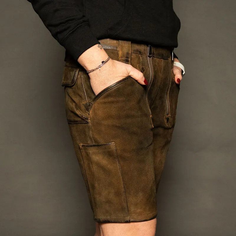 Datschi Trachten Damen Zunft Lederhose Richtfest Braun Wildbock Leder