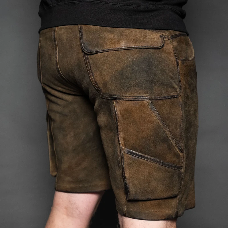 Datschi Trachten Cargo Lederhose Xaver Shorts Braun