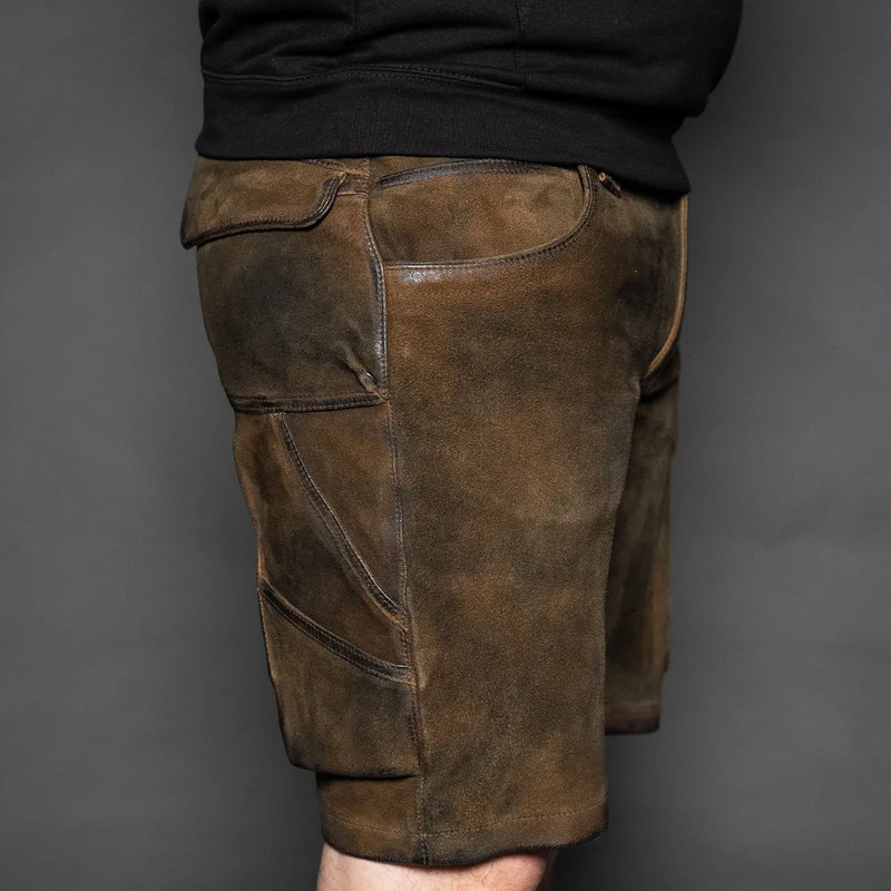 Datschi Trachten Cargo Lederhose Xaver Shorts Braun
