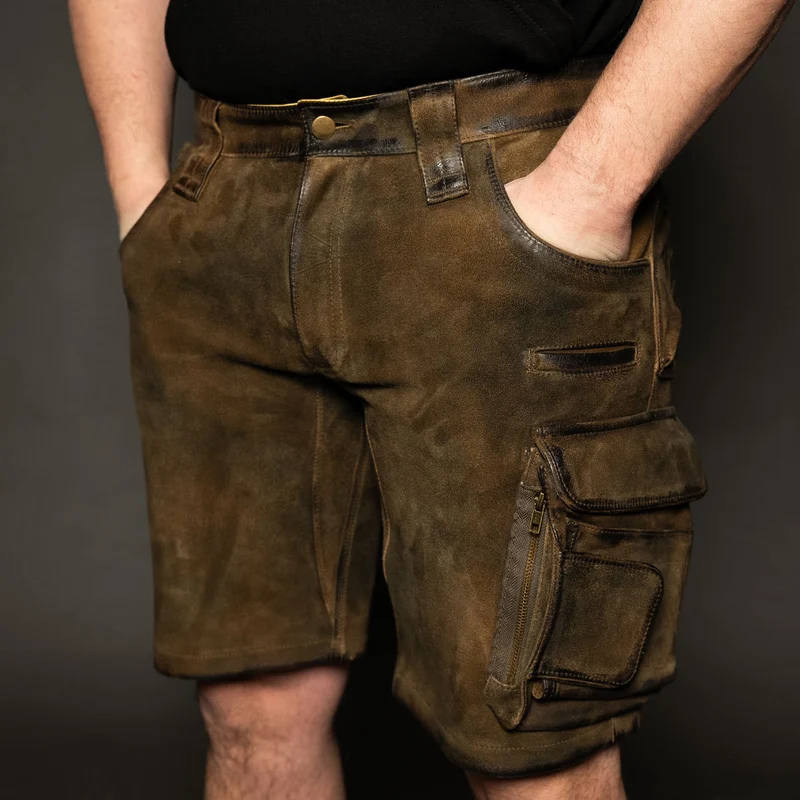 Datschi Trachten Cargo Lederhose Xaver Shorts Braun