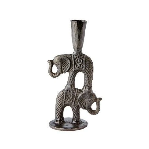 Kerzenhalter 2 Elefanten THOR black Eisen 21 cm | Kerzenständer schwarz | Affari of Sweden