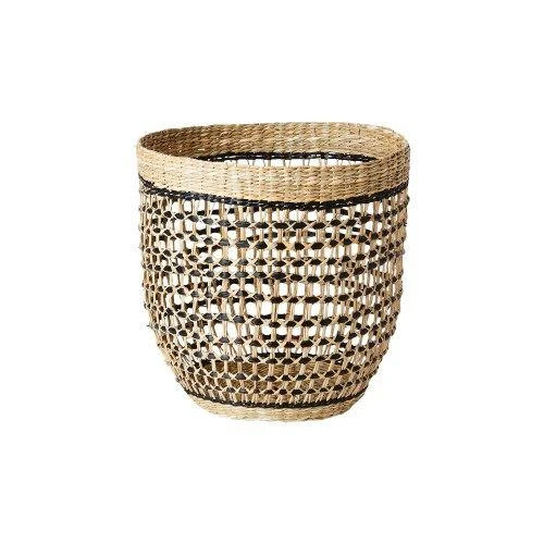 Korb Übertopf COLLECT Seegras 29x29 cm | Boho schwarz natur | Affari of Sweden