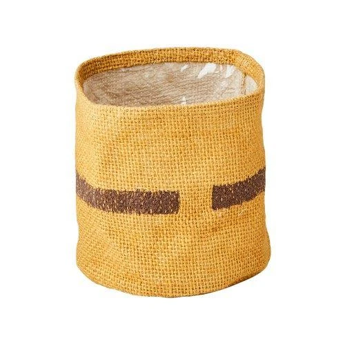 Übertopf Jutesack Gr. S | Jute senfgelb KALIFA | 12x12 cm innen beschichtet | Affari of Sweden