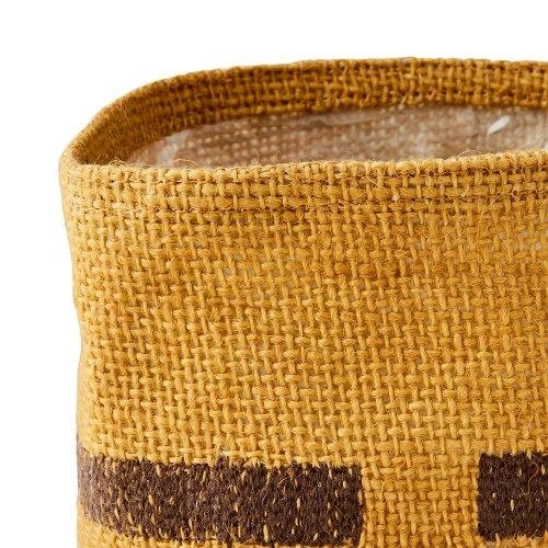 Übertopf Jutesack Gr. S | Jute senfgelb KALIFA | 12x12 cm innen beschichtet | Affari of Sweden