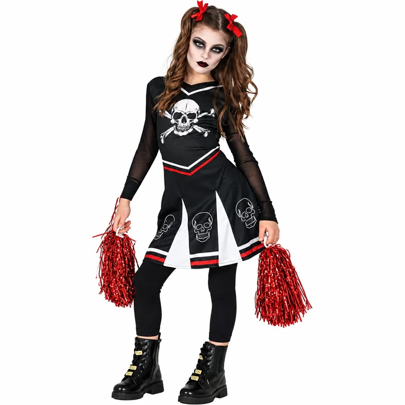 Halloween Kinderkostüm "Gothic Cheerleader" | Schwarz