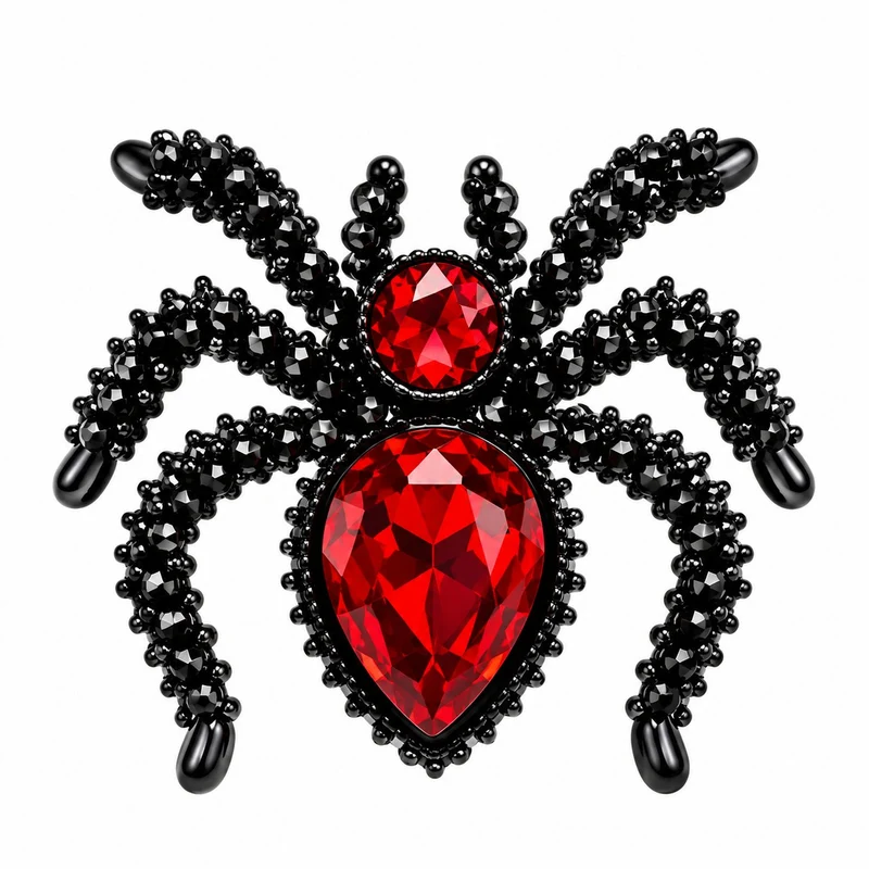 „Rubin Spinnen“ Ohrringe 2,5 cm | Schwarz Rot - Halloween Schmuck