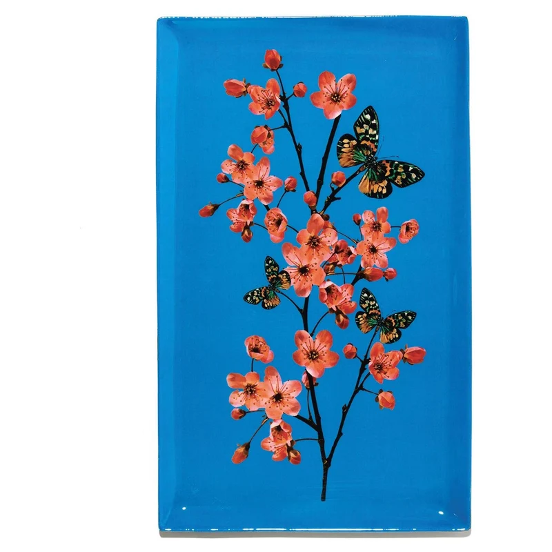 Tablett rechteckig GRACE blau Schmetterling