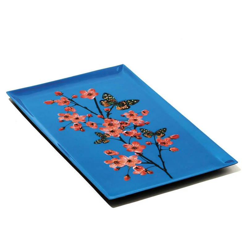 Tablett rechteckig GRACE blau Schmetterling