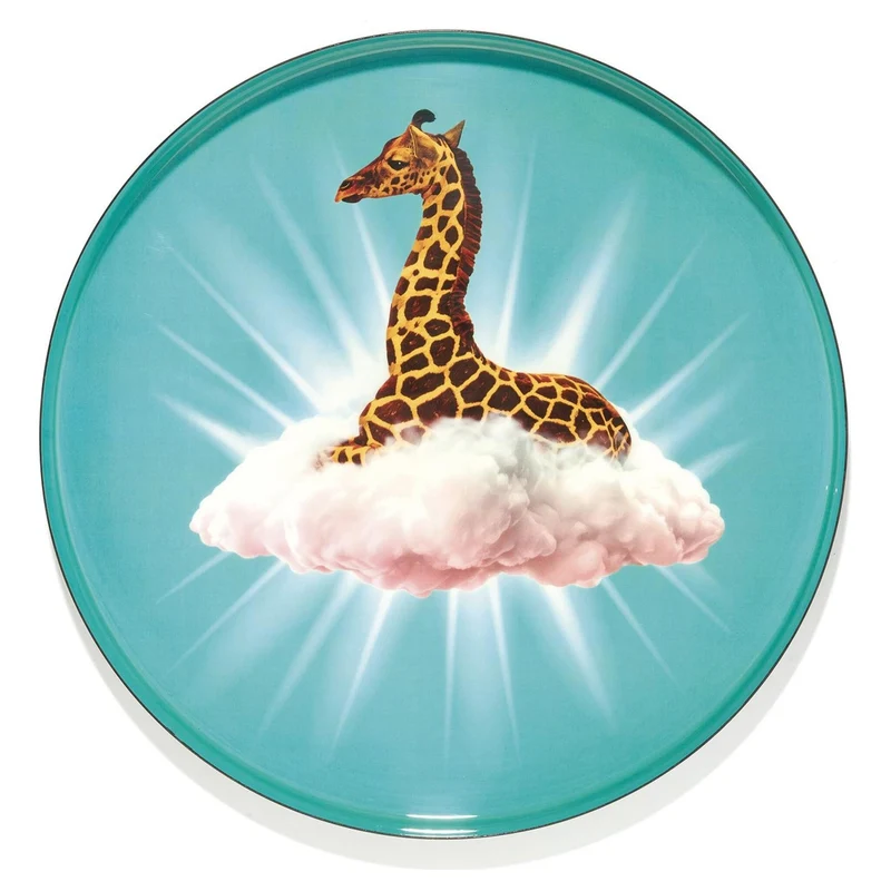 rundes Tablett CELESTINE blau Giraffe