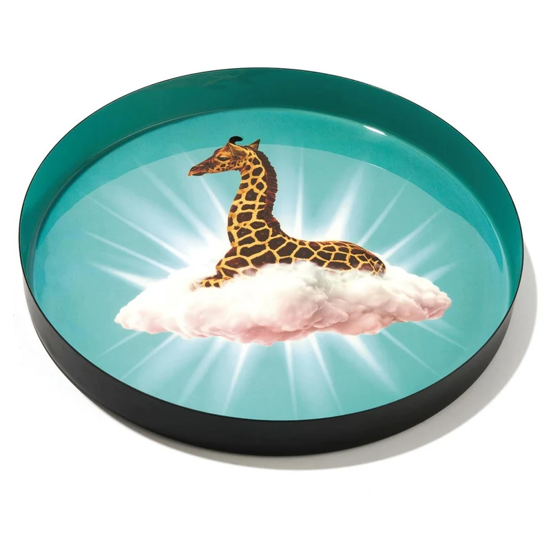 rundes Tablett CELESTINE blau Giraffe
