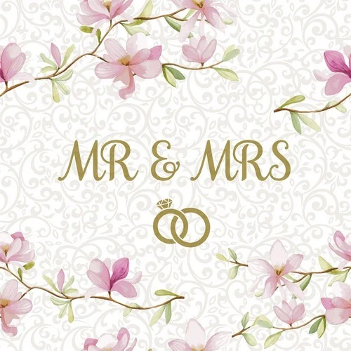 Servietten Blüten Mr & Mrs (16 Stück)