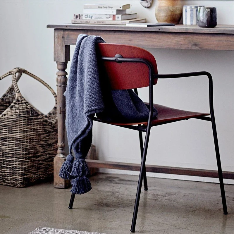 Plaid GENET blau ca. 150x130 cm Decke Creative Collection BLOOMINGVILLE