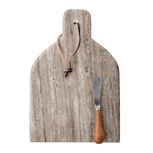 Servierbrett Set Marmor mit Messer MARBLE ca. 30x21x1,5 cm Käsebrett