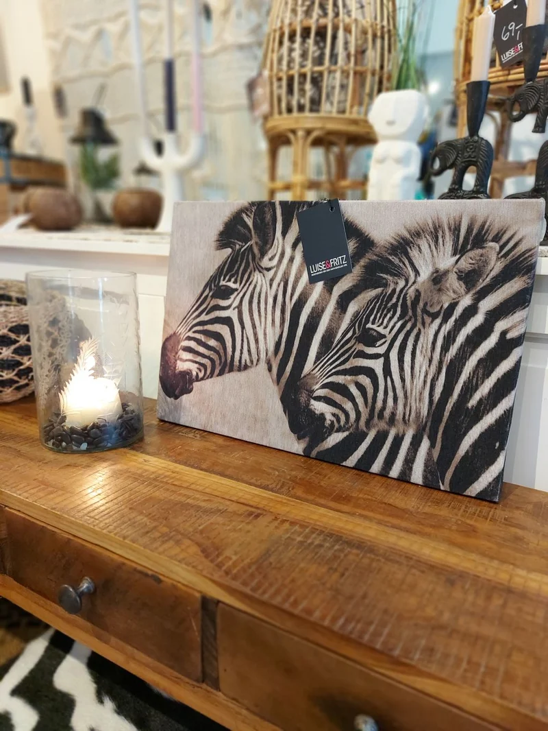 Wandpaneel ZEBRA Bild Wanddekoration 45x35x1 cm | Samt auf Holz | Mars & More