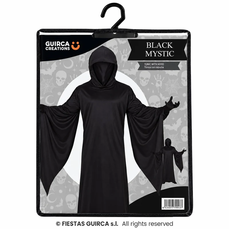 Halloween Herren Kostüm "Schwarzes Phantom" | Tunika mit Kapuze