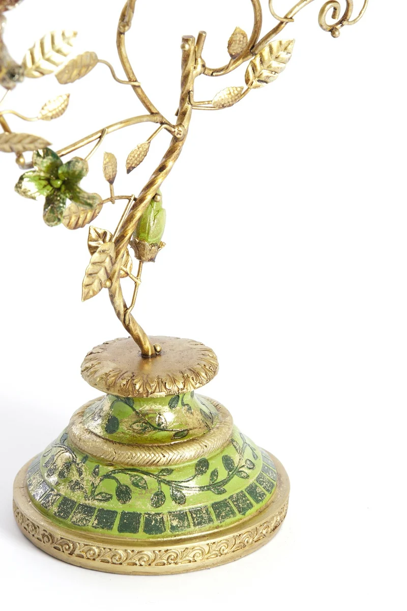 Kerzenständer SORYN 3-Kerzen grün-braun+gold 29,5x12,5x44cm
