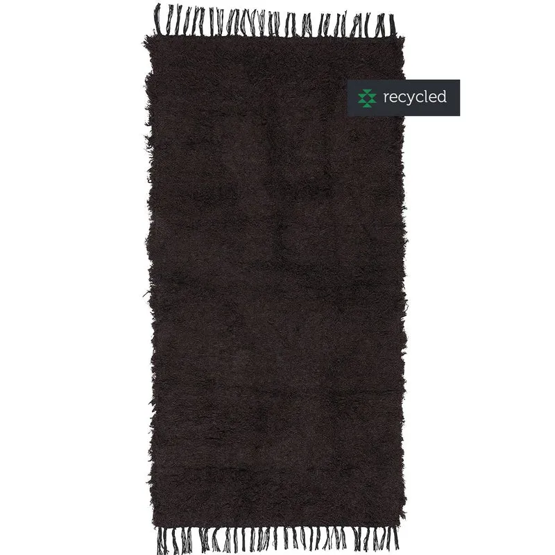 Teppich dunkelbraun 70x140 cm | ANTWERP coffee LEINEN | von Hand gewebt | Liv Interior