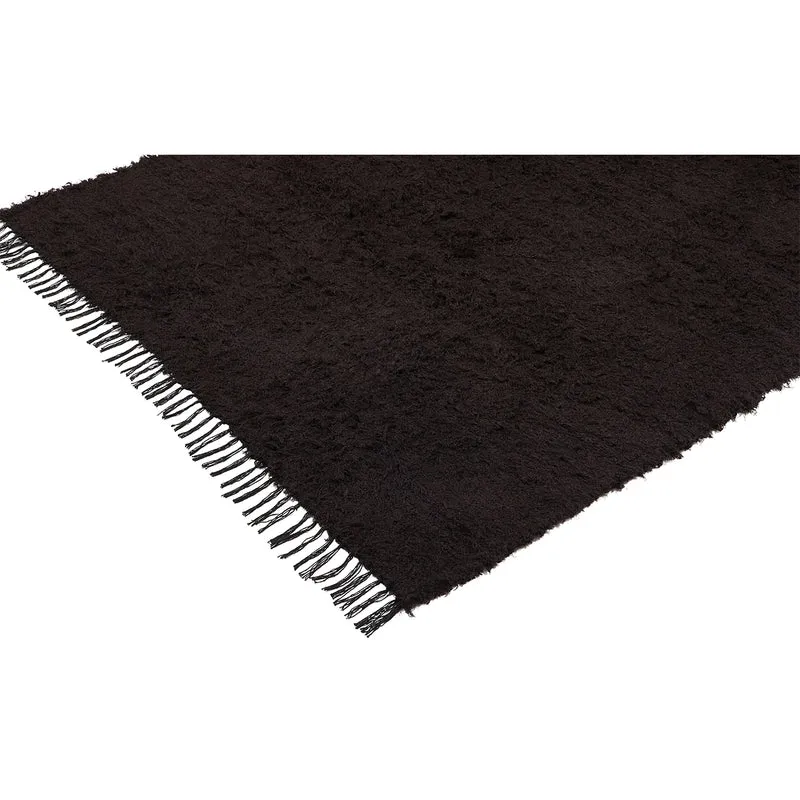 Teppich dunkelbraun 70x140 cm | ANTWERP coffee LEINEN | von Hand gewebt | Liv Interior