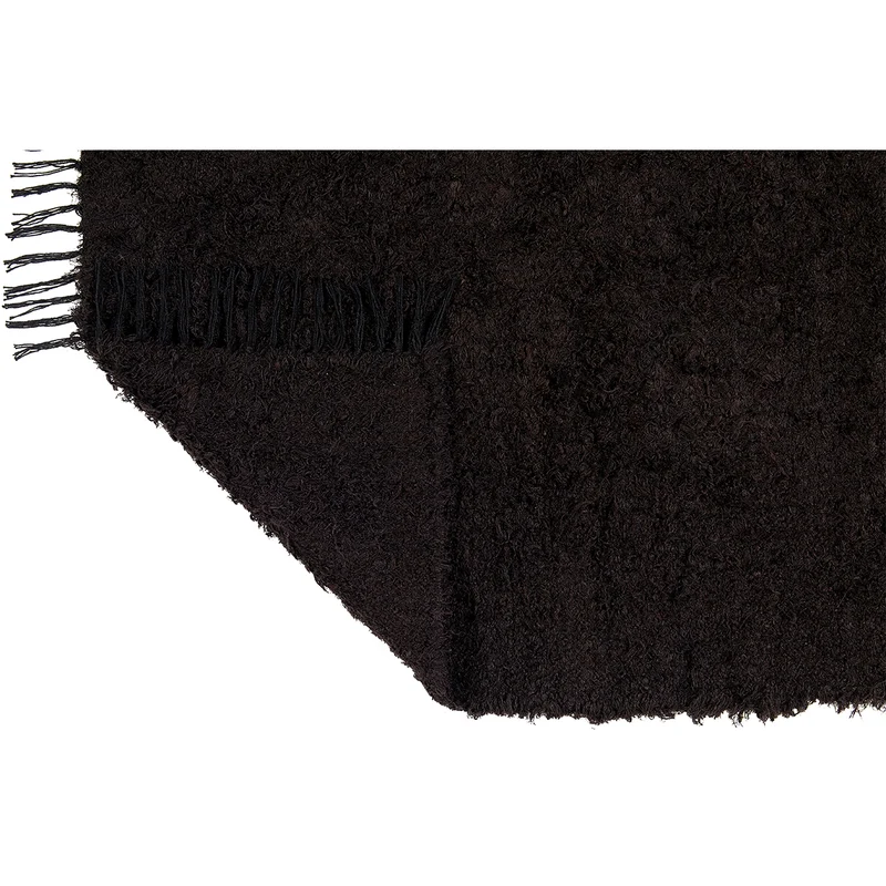 Teppich dunkelbraun 70x140 cm | ANTWERP coffee LEINEN | von Hand gewebt | Liv Interior