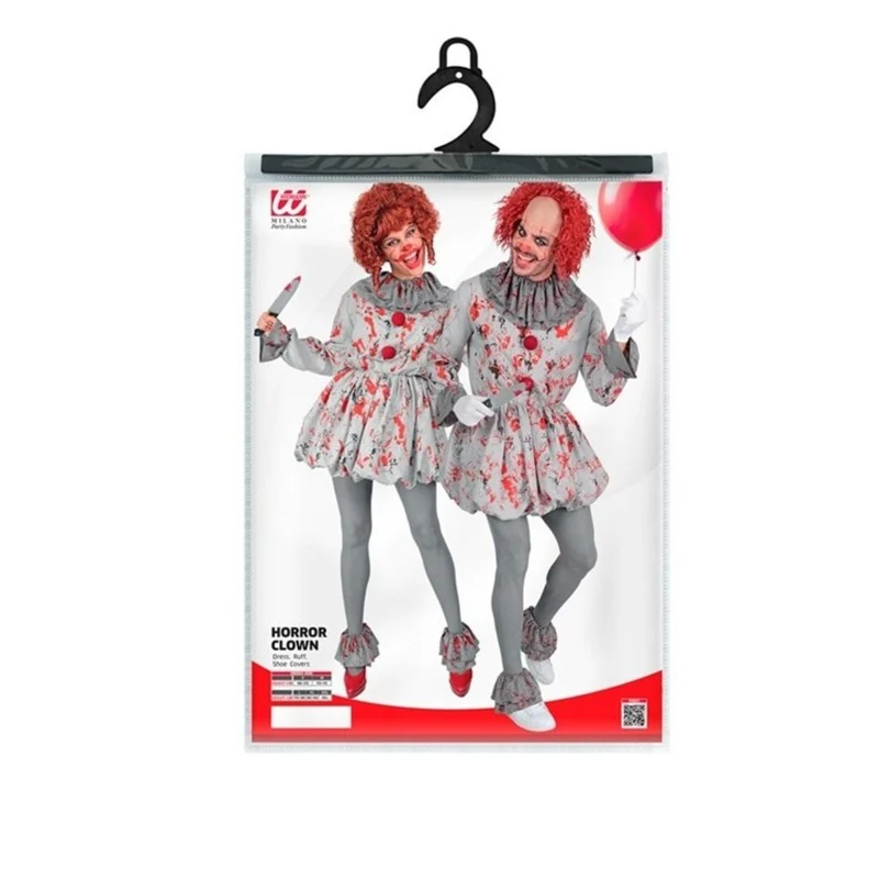 Kostüm "Vintage Horror Clown" für Erwachsene | Grau mit Blutspritzern