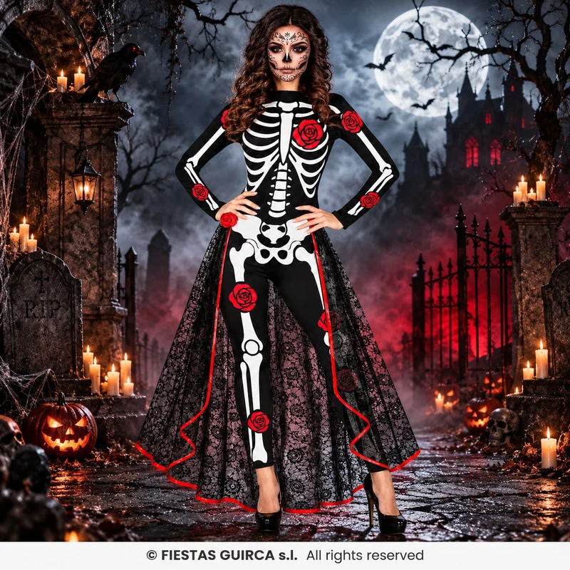 Halloween Damen Kostüm "Skelett Catrina" | 2-tlg.