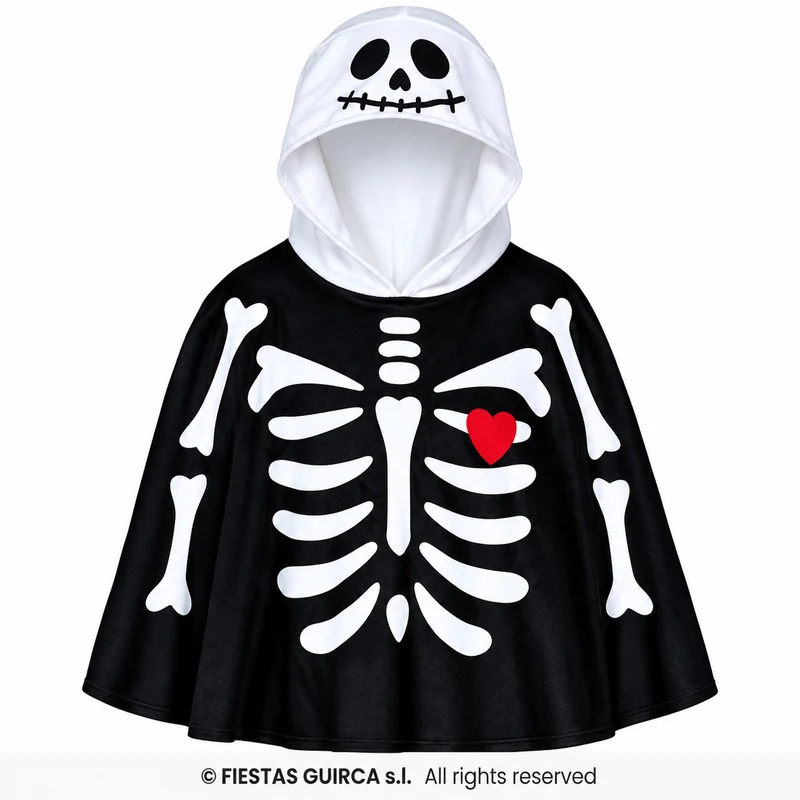 Halloween Babykostüm "Skelett Poncho" | Schwarz Weiß