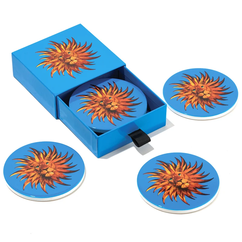 Untersetzer 4er-Set SOLARKING blau Löwe