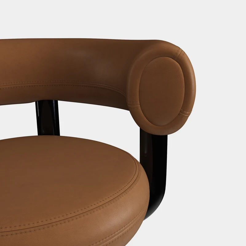 Fat Work Chair Cognac Leder – Gepolsterter Design Bürostuhl mit Rollen