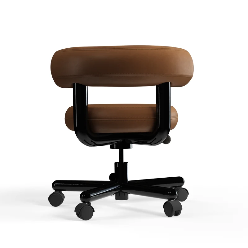 Fat Work Chair Cognac Leder – Gepolsterter Design Bürostuhl mit Rollen