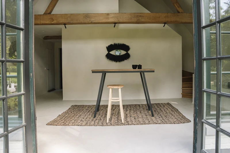 Boho Spiegel schwarz mit Wimpern | 100 cm