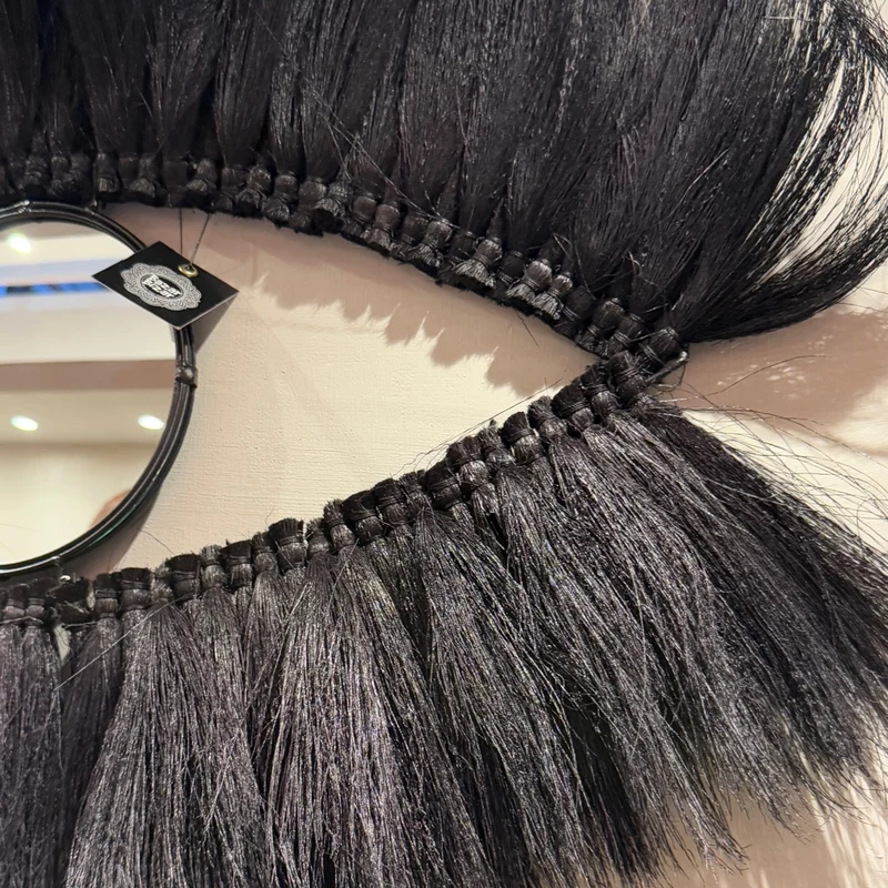 Boho Spiegel schwarz mit Wimpern | 100 cm