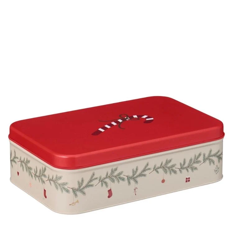 Ib Laursen Plätzchendose Weihnachtsgirlande flach beige