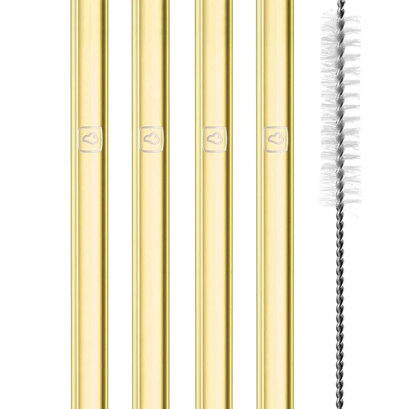 Glastrinkhalm SOLE 20 cm gelb 4er-Set + Reinigungsbürste