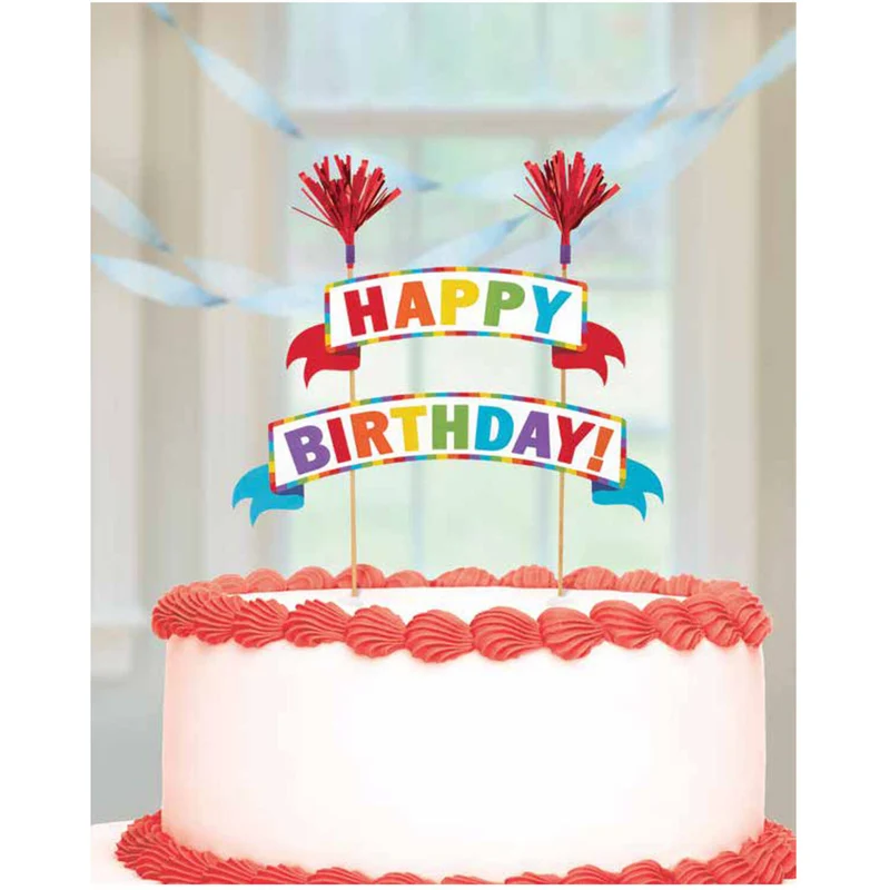 Kuchen Deko "Happy Birthday" Wimpelkette | Bunt - Cake Topper