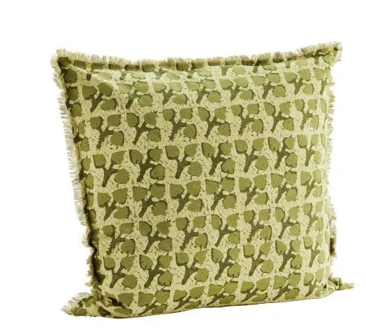 Madam Stoltz Kissenhülle 9,90 € GREEN BUDS 60x60 cm | mit Fransen