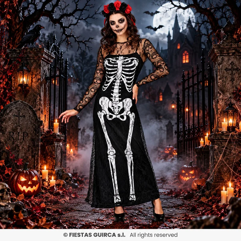Halloween Damen Kostüm "Skelett Gothik" | 2-tlg.