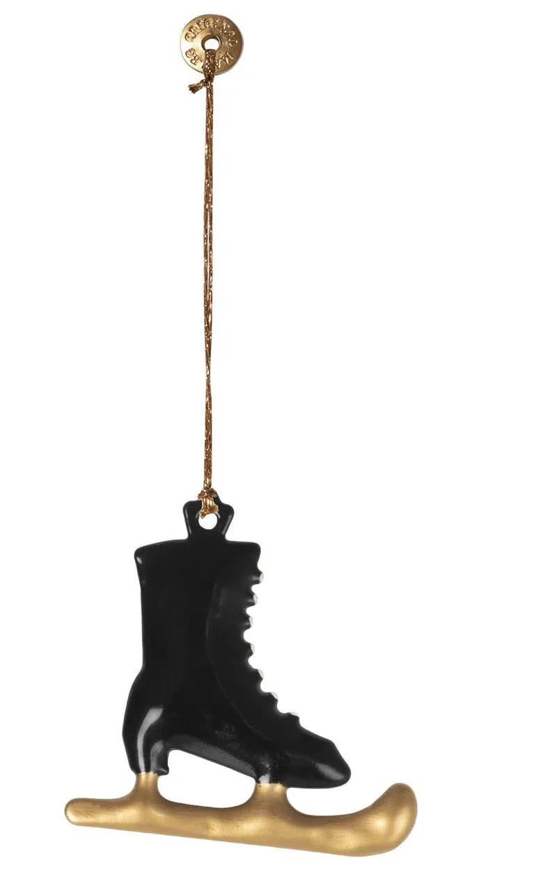 Maileg Schlittschuh schwarz | Metallanhänger Baumschmuck 5 cm | Winterdeko