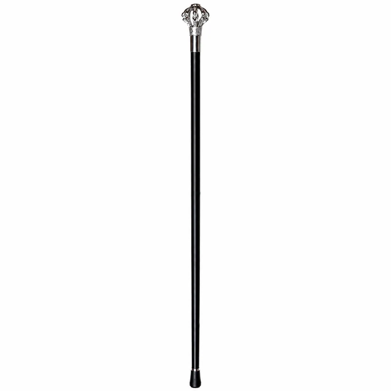 Gehstock aus Metall | Silberne Krone - 93 cm