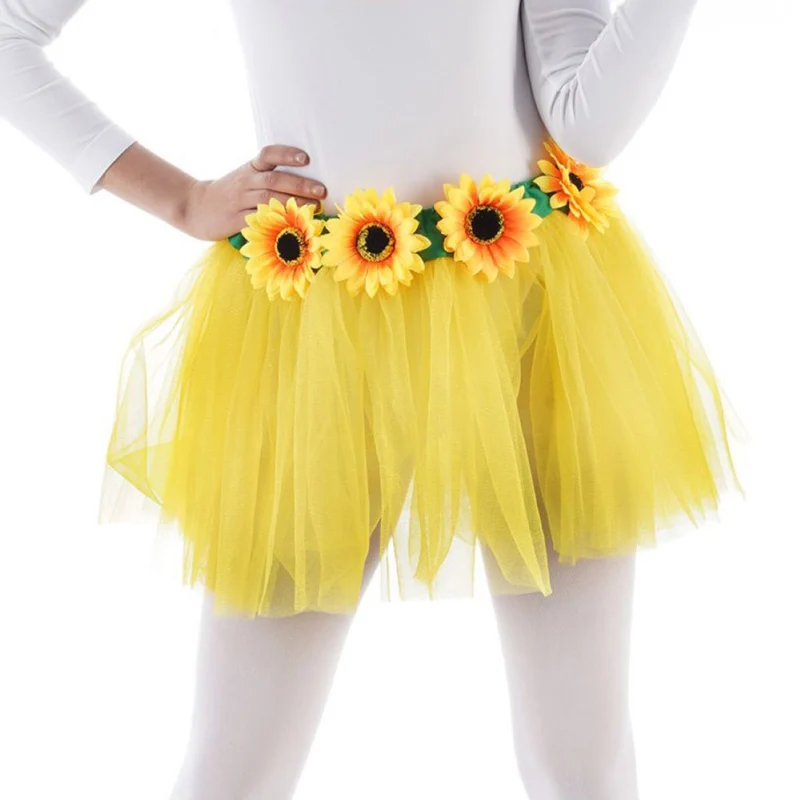 Sonnenblumen Set für Damen | 3-teilig mit Tüllrock, Haarreif & Gießkannen Handtasche | Gelb-Grün | Karneval & Mottoparty
