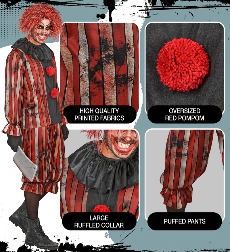 Horror Clown „Wicked Clown“ Kostüm für Herren | 3-tlg.