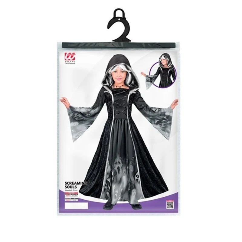 Kostüm "Screaming Souls" für Mädchen | Kleid mit Kapuze - Schwarz/Grau