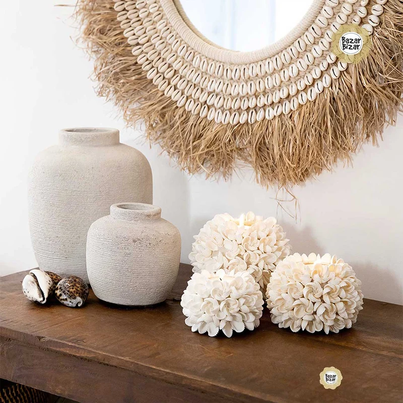 Wandspiegel rund mit Muscheln | 75 cm