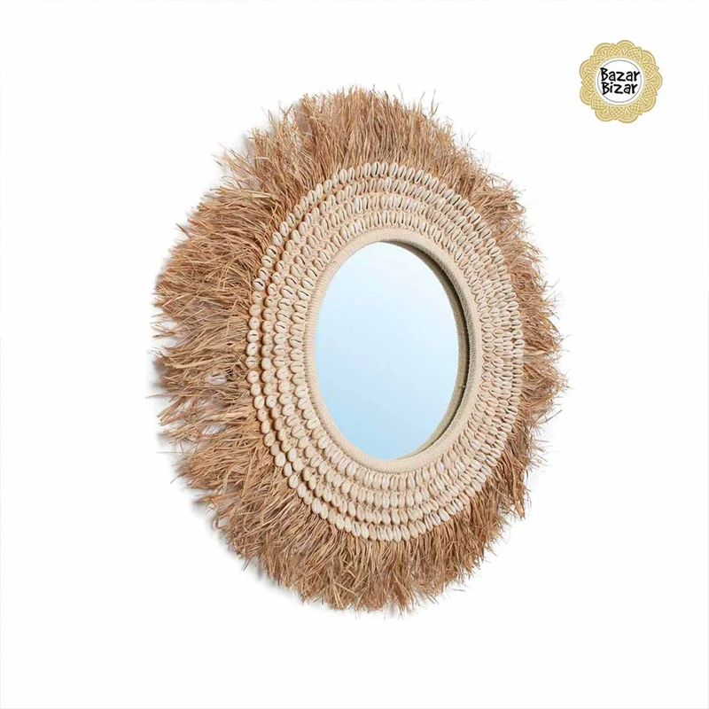 Wandspiegel rund mit Muscheln | 75 cm