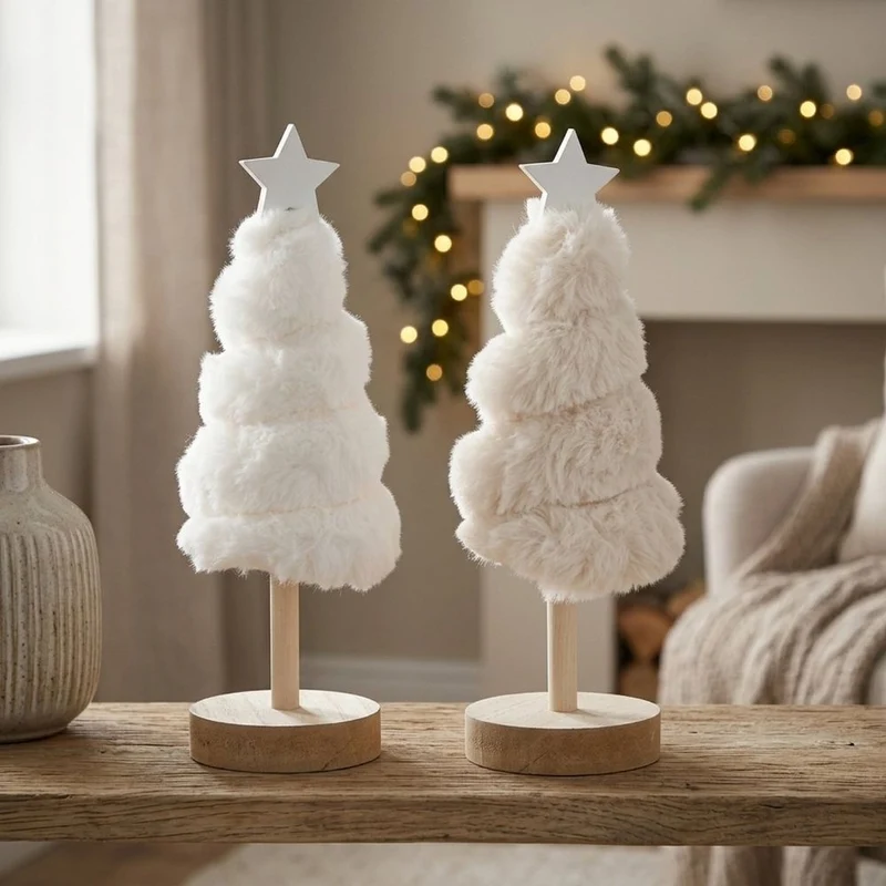 Plüsch-Weihnachtsbaum Björn cremeweiß klein