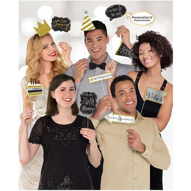 Requisiten für Fotobox Sparkling Gold | 13-tlg.