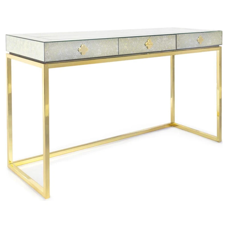 Design-Schreibtisch DELPHINE silber-gold