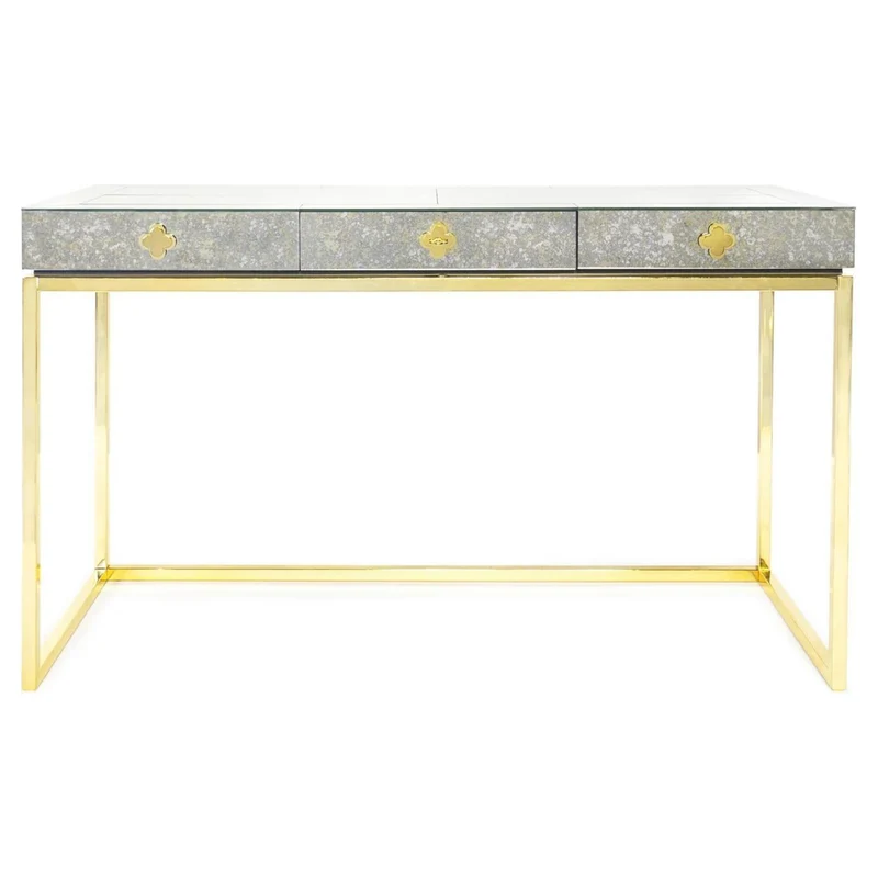 Design-Schreibtisch DELPHINE silber-gold